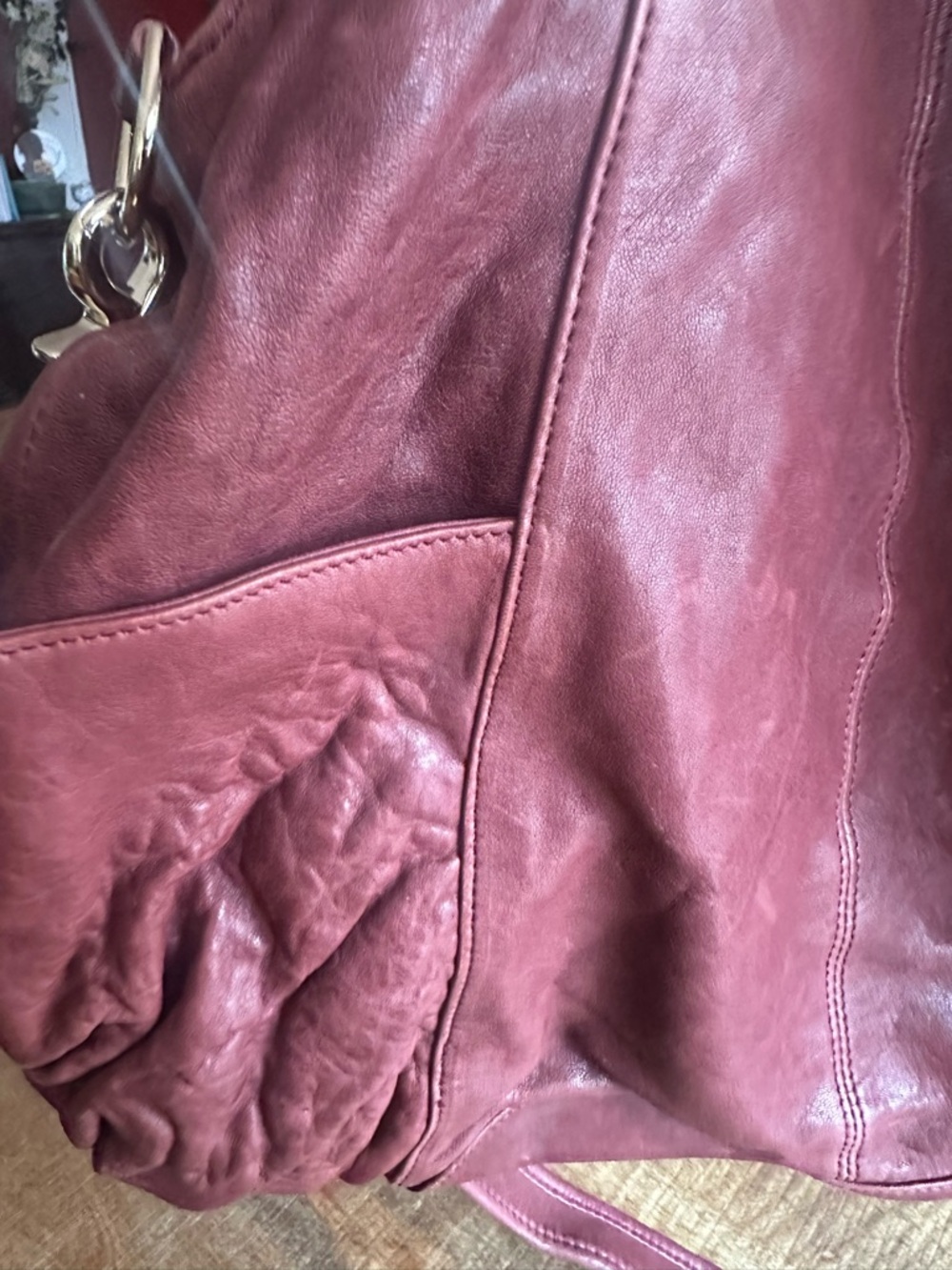 Vintage Leather Hobo Bag – Y2K | Burgundy | Excellent Condition - Picture 6 of 10